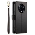 Cu clapetă pentru Realme 14 Pro+ 5G, Wallet Zipper Pocket, negru