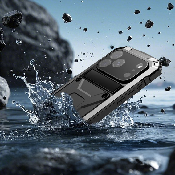 Husă R-JUST cu suport și sticlă încorporată pentru iPhone 17 Pro Max