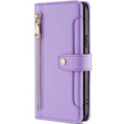 Cu clapetă pentru Honor Magic5 Lite, Wallet Zipper Pocket, violet