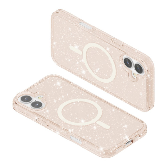 Husă pentru iPhone 17, pentru MagSafe, glitter, aur translucid