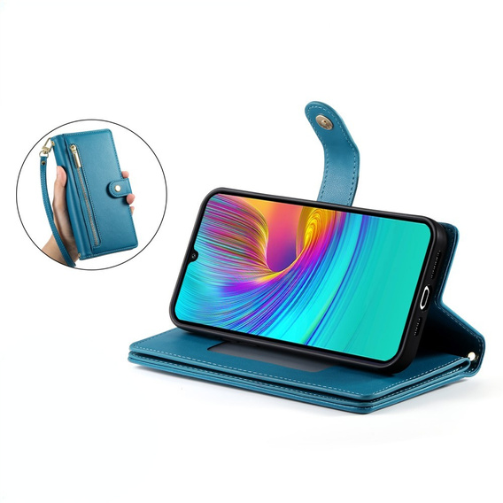 Cu clapetă pentru Samsung Galaxy A36 5G, Wallet Zipper Pocket, albastru