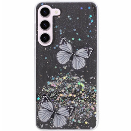 Husă pentru Samsung Galaxy S24, Glitter Butterfly, negru
