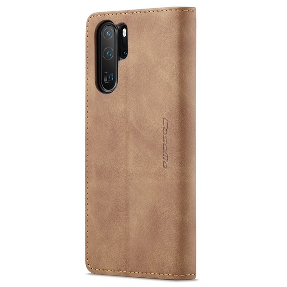 Husa CASEME pentru Huawei P30 Pro, Leather Wallet Case, maro