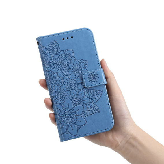 Cu clapetă pentru Samsung Galaxy S21 FE, Mandala, albastru