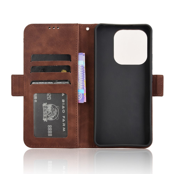 Cu clapetă pentru Xiaomi Redmi Note 14 4G, Card Slot, maro