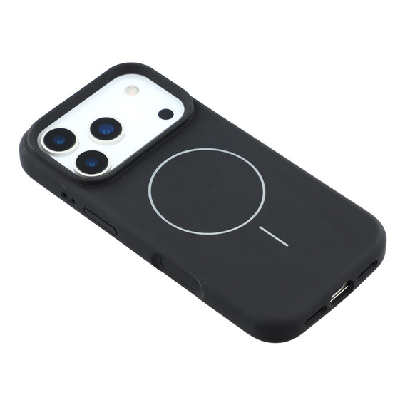 Manșon din silicon pentru iPhone 17 Pro Max, pentru MagSafe, antișoc, negru