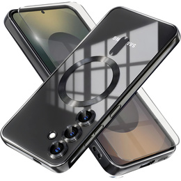 Husă pentru Samsung Galaxy S25+ Plus, Electro MagSafe, negru + Sticlă pentru ecran