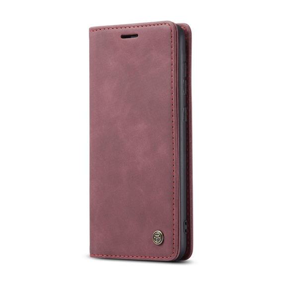 Husa CASEME pentru Samsung Galaxy S21 FE, Leather Wallet Case, roșu