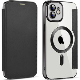 Cu clapetă pentru iPhone 11, RFID Wallet MagSafe CamShield, negru