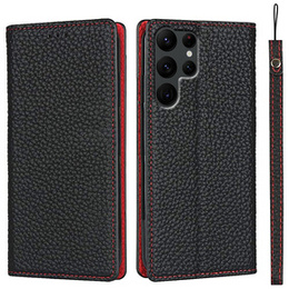 Husă din piele pentru Samsung Galaxy S22 Ultra, ERBORD Grain Leather, negru