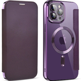 Cu clapetă pentru iPhone 11 Pro Max, RFID Wallet MagSafe CamShield, violet