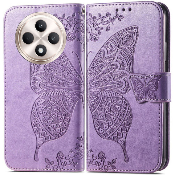 Cu clapetă pentru Oppo Reno 12FS / 12F, Butterfly, violet