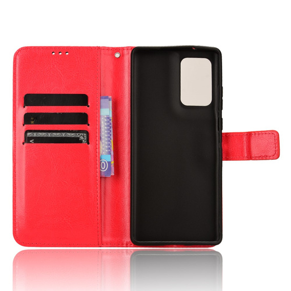 Cu clapetă pentru Motorola Edge 50 Fusion 5G, Crazy Horse Wallet, roșu