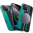 Carcasa pentru iPhone 16 Pro Max, Carbon Fiber MagSafe, negru / albastru