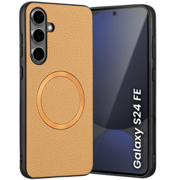 Huse pentru Samsung Galaxy S24 FE, Leather Hybrid MagSafe, de aur