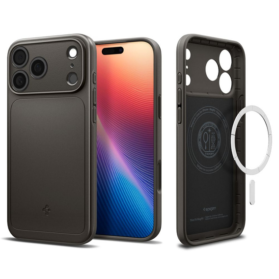 Carcasă Spigen pentru iPhone 17 Pro, Thin Fit MagSafe, Gunmetal