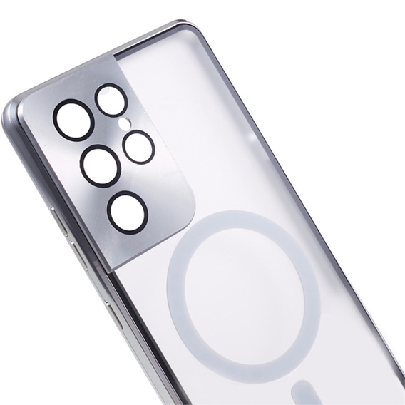 Carcasa Magnetic Dual Glass MagSafe pentru Samsung Galaxy S21 Ultra, de argint