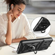 Husă blindată pentru Motorola Moto G15 / Motorola Moto G15 Power, CamShield Slide, negru