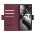 Husă pentru Xiaomi 14T, ERBORD Glossy Litchi, portofel cu clapetă, roșu