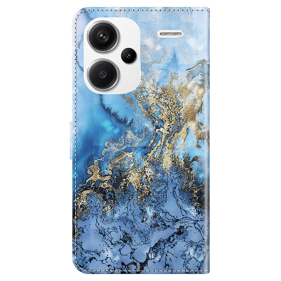 Cu clapetă pentru Xiaomi Redmi Note 13 Pro+, Wallet, Marble albastru