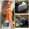 Husă CASEME pentru Samsung Galaxy A56 5G, RFID Leather Wallet, cu curea de umăr, negru