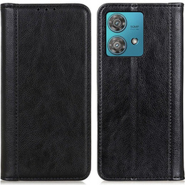 Huse pentru Motorola Moto G84 5G, Wallet Litchi Leather, negru