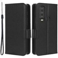 Cu clapetă pentru Cat S75 5G, Wallet Litchi Magnet, negru