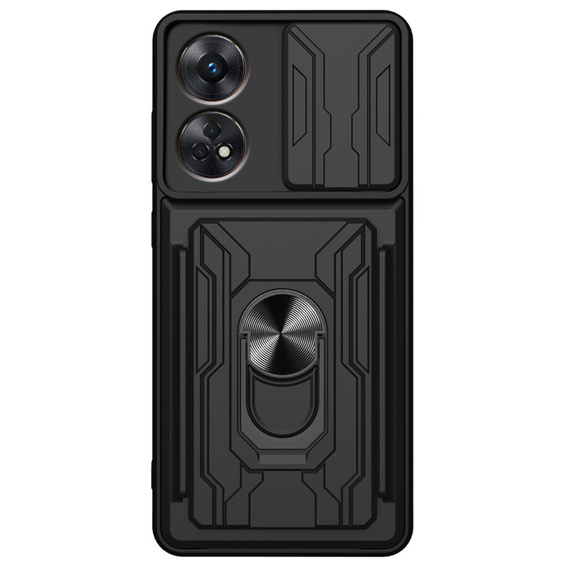 Husă blindată pentru Oppo A98 5G, Camera Slide Card Slot, negru