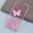 Husă pentru Samsung Galaxy S24, Glitter Butterfly, roz