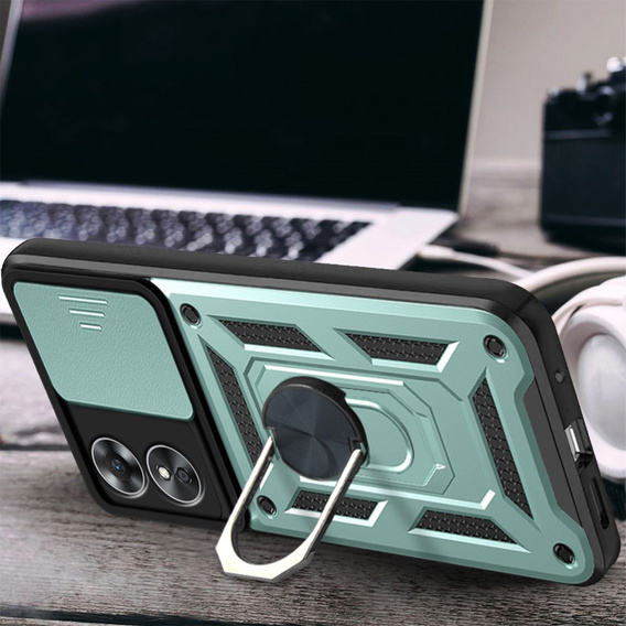 Husă blindată pentru Oppo A17, CamShield Slide, verde
