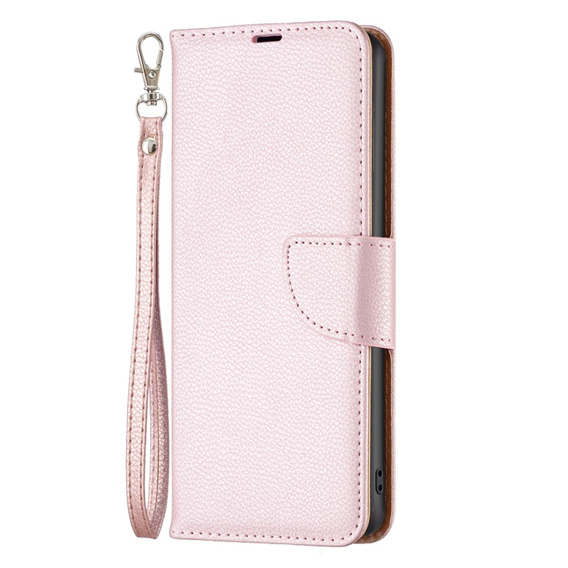 Cu clapetă pentru Samsung Galaxy A25 5G, Wallet Litchi Leather, roz + sticlă 9H