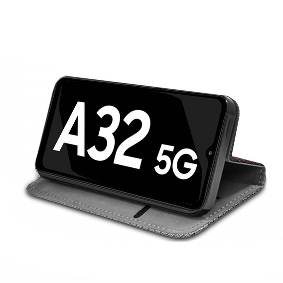 Cu clapetă pentru Samsung Galaxy A32 5G, Wallet Smart Magnet, roșu