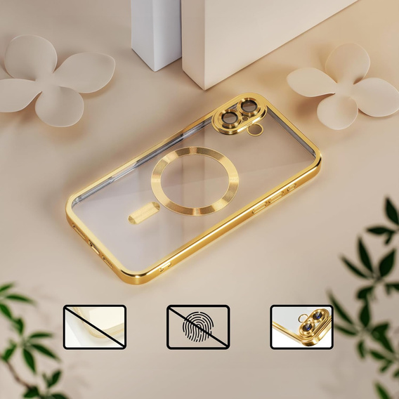 Husă pentru iPhone 16 Plus, Electro MagSafe, de aur + Sticlă pentru ecran
