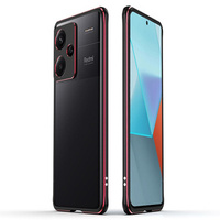 Husa pentru Xiaomi Redmi Note 13 Pro+, Armor Bumper, cu capac pentru obiectiv, negru / roșu