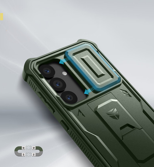 Husă blindată pentru Samsung Galaxy S25, Dexnor Full Body (Two Frames), verde