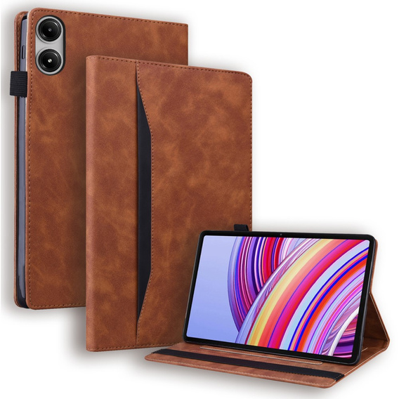 Husă pentru Xiaomi Redmi Pad Pro / Xiaomi Poco Pad, Classic, cu spațiu pentru stylus, maro