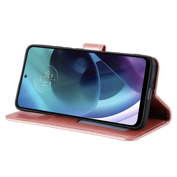 Cu clapetă pentru Motorola Moto G71 5G, Mandala, albastru