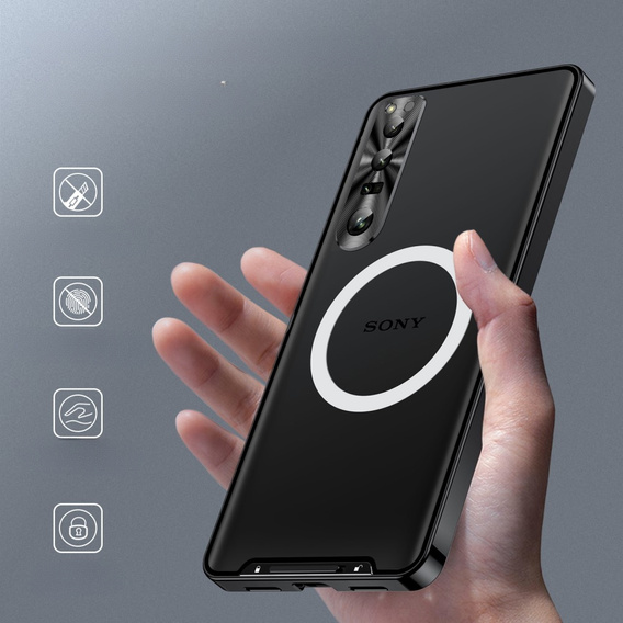 Carcasă de protecție pentru camera foto pentru Sony Xperia 1 V, CamShield MagSafe, transparent / negru