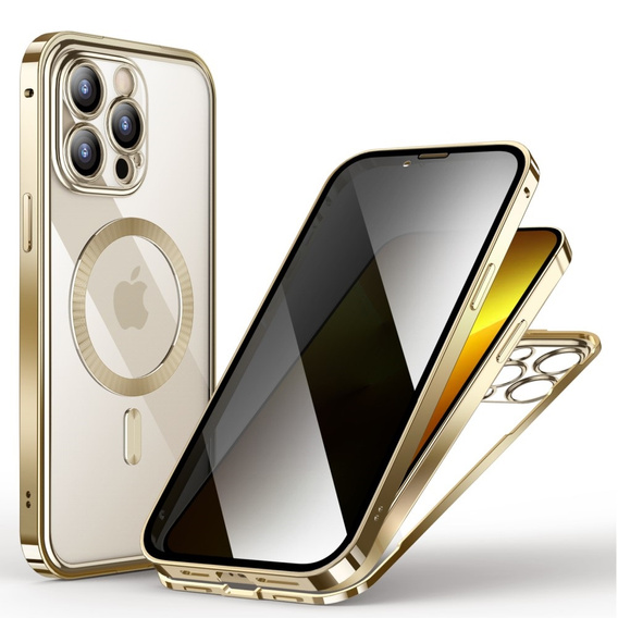Husă pentru iPhone 13 Pro Max, Privacy Dual Glass, pentru MagSafe, de aur
