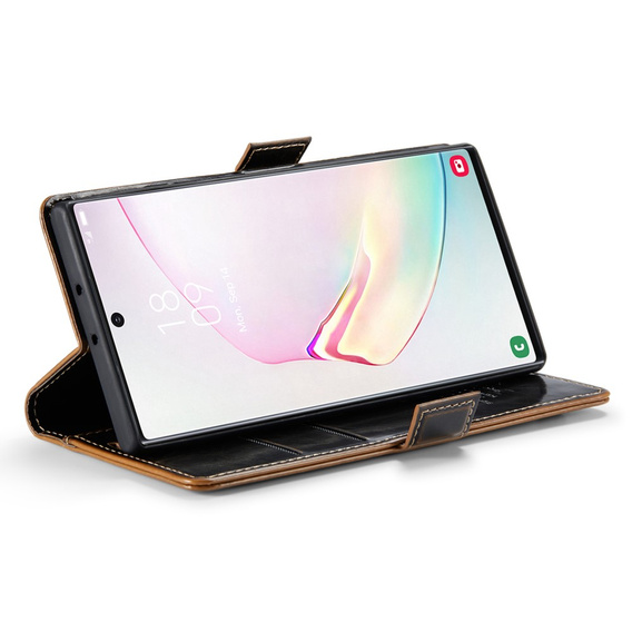 Carcasă flip CASEME pentru Samsung Galaxy Note 10 Plus, Waxy Textured, cafea