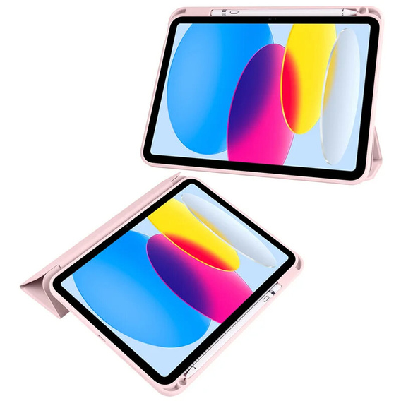 Husă pentru iPad 10.9 2022 10 Gen, Smartcase Hybrid, cu spațiu pentru stylus, roz
