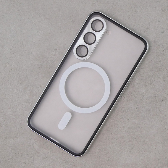 Carcasa Magnetic Dual Glass MagSafe pentru Samsung Galaxy S23, de argint