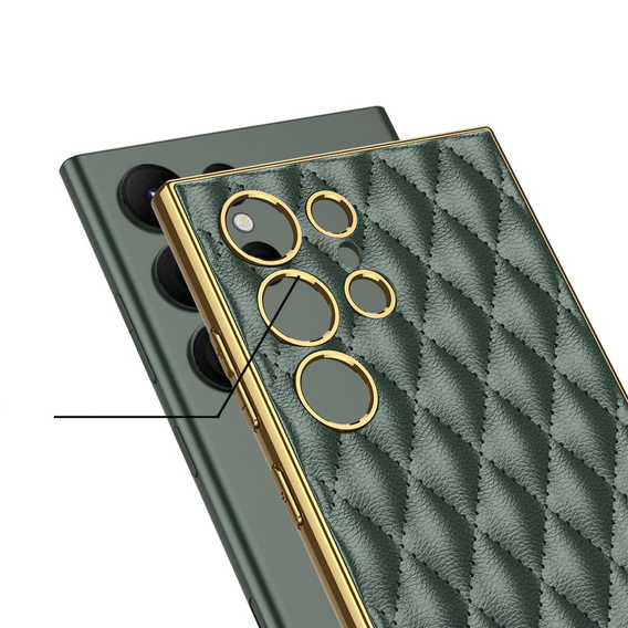 Husă pentru Samsung Galaxy S24 Ultra, Leather Rhombus, verde