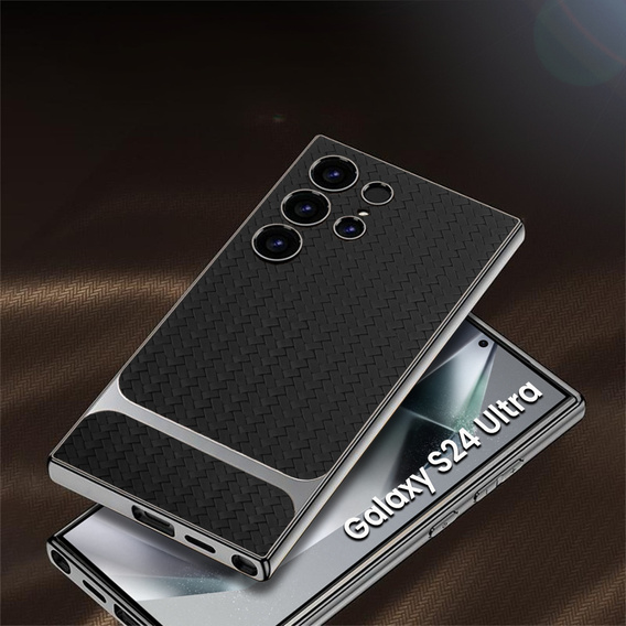 Huse pentru Samsung Galaxy S24 Ultra, GKK Woven Leather, negru
