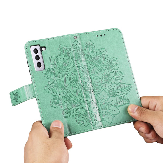 Cu clapetă pentru Samsung Galaxy S21 FE, Mandala, verde