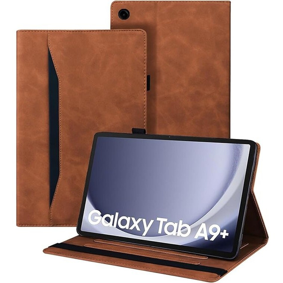 Husă pentru Samsung Galaxy Tab A9+, Classic, cu spațiu pentru stylus, maro