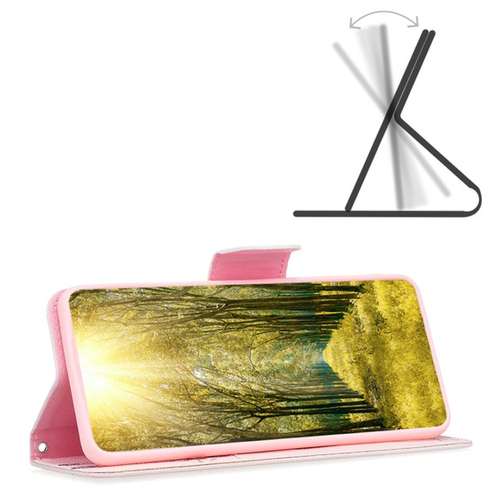 Cu clapetă pentru Motorola Edge 40 Neo, Wallet, giraffe, roz