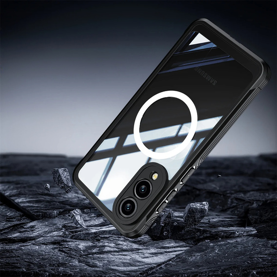 Husă pentru Samsung Galaxy S25 Edge, Shockproof, cu sticlă, pentru MagSafe, negru