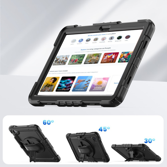 Husa blindată pentru Lenovo Tab M11, carcasă de protecție 360 cu slot pentru stylus, negru