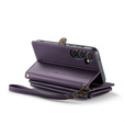 Husă CASEME pentru Samsung Galaxy A55 5G, RFID Leather Wallet, cu curea de umăr, violet